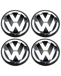 Tapa de cubo de rueda auténtica para coche VW, repuesto de tapa central cromada y negra de 65MM, 4 piezas, para Beetle Passat Je