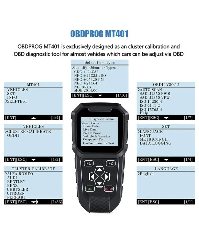 2024 New OBDPROG MT401 OBD 2 Cluster Calibration Tool OBD2 Car Scanner