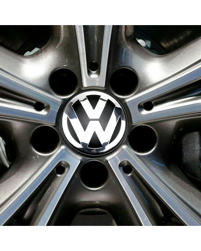 Tapa de cubo de rueda auténtica para coche VW, repuesto de tapa central cromada y negra de 65MM, 4 piezas, para Beetle Passat Je