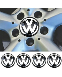 Tapa de cubo de rueda auténtica para coche VW, repuesto de tapa central cromada y negra de 65MM, 4 piezas, para Beetle Passat Je