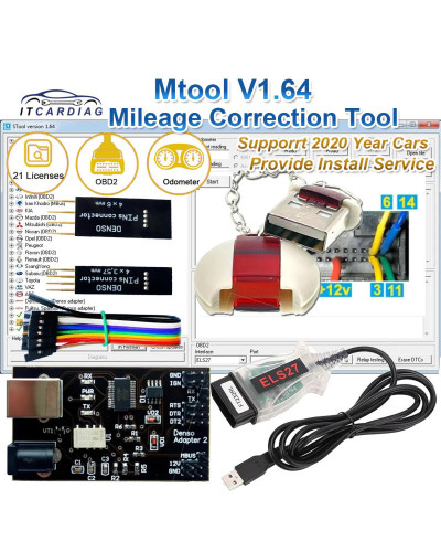 Mtool V1.64 Software Mileage Correction Adjustment Tool Full Set Dongl