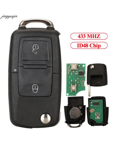 Jingyuqin-mando a distancia para coche, llave de 434MHZ con Chip ID48, para VW MK4, Seat Altea, Alhambra, Ibiza, 1J0959753CT/DJ/