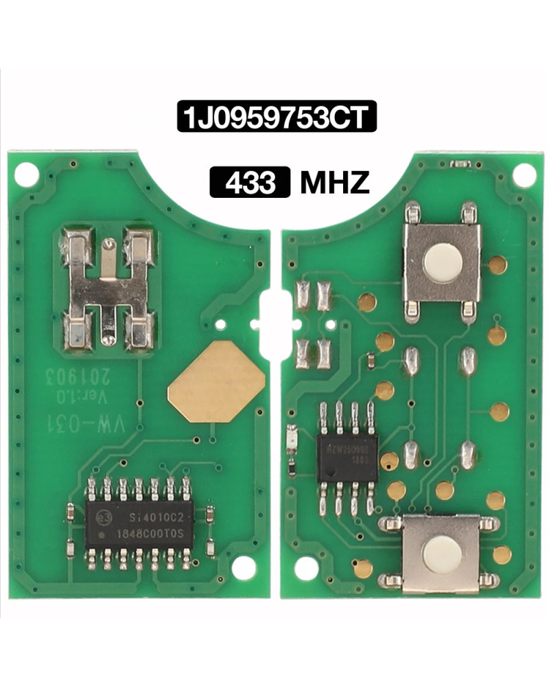 Jingyuqin-mando a distancia para coche, llave de 434MHZ con Chip ID48, para VW MK4, Seat Altea, Alhambra, Ibiza, 1J0959753CT/DJ/