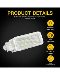 Guantera de cortesía LED para coche VW Touareg Tiguan Eos Passat SKODA SUPERB, luz de pie para puerta, sin errores, 2 piezas, 20