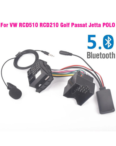 Conector de arnés de Radio con micrófono, manos libres, Bluetooth 5,0, adaptador auxiliar, para VW RCD510, RCD210, Golf, Passat,