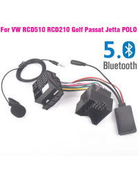 Conector de arnés de Radio con micrófono, manos libres, Bluetooth 5,0, adaptador auxiliar, para VW RCD510, RCD210, Golf, Passat,