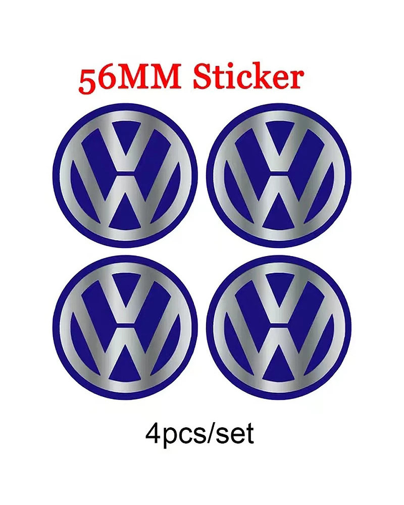 Emblema metálico de aluminio para rueda de coche, 4 piezas, para Volkswagen VW R GTI Golf Jetta Passat T5 Polo Touran Caddy