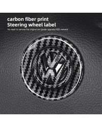 Logotipo de fibra de carbono ABS para volante de coche, insignia adhesiva para VW GTI Passat B6 Golf 4 5 7 Polo Jetta Caddy Beet