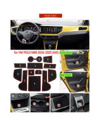 Alfombrilla de goma antideslizante para coche, cojín para teléfono, para puerta posavasos, accesorios para VW Volkswagen POLO MK