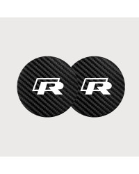 Posavasos de fibra de carbono para coche, alfombrilla antideslizante para Interior de Volkswagen VW RLine R Golf Amarok T5 ID3 T