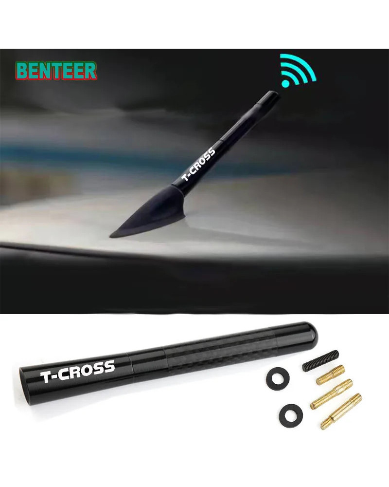 Antena de Radio de fibra de carbono para coche, pegatina de 12cm para VW Volkswagen TCROSS T-CROSS R GTI