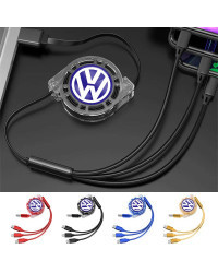 Cable de carga Micro USB tipo C, 3 en 1 para VW Golf multicargador, Tiguan, Jetta, Transporter, Passat, GTI, Polo, Touran, Sciro