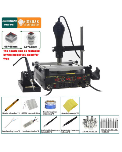 100 Original GORDAK 863 3 in 1 Welding Station Hot Air Rework Station 