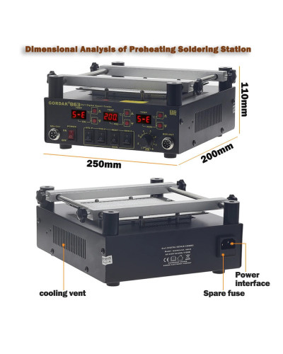 100 Original GORDAK 863 3 in 1 Welding Station Hot Air Rework Station 