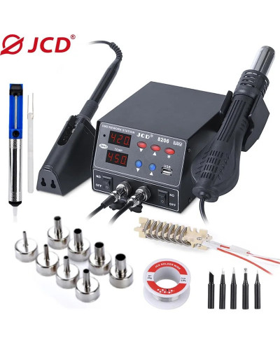 JCD 800W SMD Soldering Station Quick Heat 3 in 1 Heat Gun USB Interfac