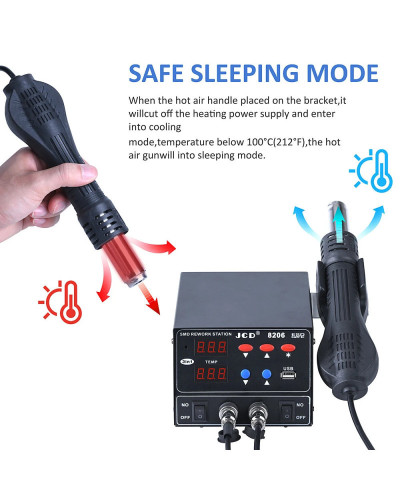 JCD 800W SMD Soldering Station Quick Heat 3 in 1 Heat Gun USB Interfac