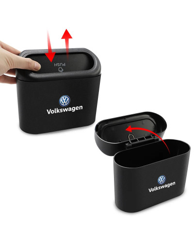 Cubo de basura colgante para coche, caja de basura con emblema automático para VW GTI, Polo, Golf, Passat, Tiguan, Arteon, Touar