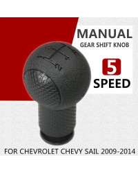 Perilla de cambio de marchas Manual de 5 velocidades, cubierta de palanca de cambios negra MT para Chevrolet Chevy Sail 2009-201