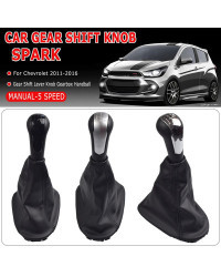 Perilla de palanca de cambios de 5 velocidades para coche, bota de cuero PU para Chevrolet Matiz Spark M300 2009 2010 2011 2012 