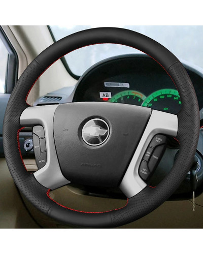 Cubierta de cuero genuino para volante de coche, cubierta personalizada para Chevrolet Silverado Captiva GMC Sierra 2007-2014 Da