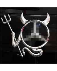 Calcomanía de diablo cromada 3D para coche o camión, pegatinas de demonio personalizadas, cuernos, estilo de coche, 4 piezas, ac