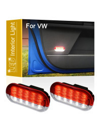 Luz LED blanca y roja para colocar debajo de la puerta, iluminación de cortesía para VW Golf 3/4 Beetle Jetta Bora Polo Sharan V