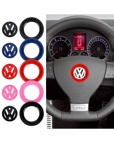 Pegatina embellecedora circular con logotipo de volante de plástico ABS para coche, accesorios para VW Golf Polo Jetta Mk6 Tigua