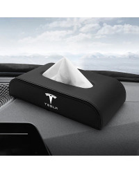 Caja de pañuelos de cuero PU para coche, bolsa de almacenamiento colgante para insignia de VW, toalla de papel, para Tesla Model