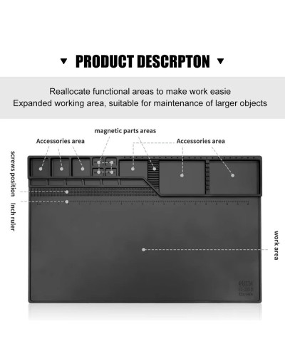 Heat Insulation Pad ESD Soldering Working Mat Magnetic Silicon Mat Rep