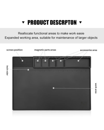 Heat Insulation Pad ESD Soldering Working Mat Magnetic Silicon Mat Rep