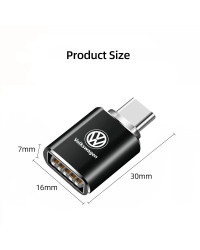 Adaptador USB tipo C a OTG, conector Convertidor para VW GTI, Polo, Golf, Passat, Tiguan, Arteon, Touareg, Taigo, Caddy, Jetta, 