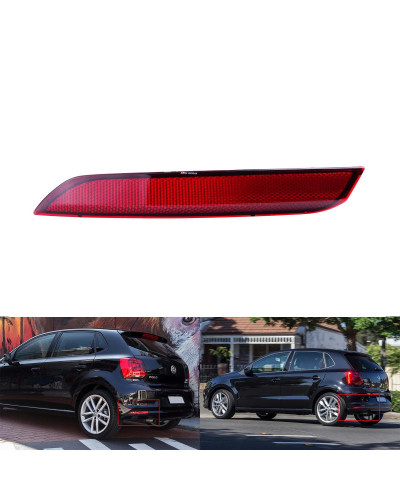 Reflector de parachoques trasero sin luz, lente roja izquierda, compatible con VW Polo 2014-2017 Hatchback