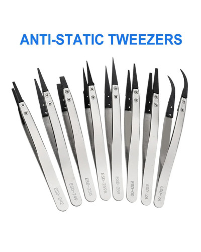 1 Piece Anti-Static ESD Tweezers Replaceable Tweezers Tips Stainless S