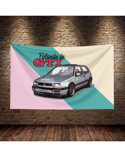 Bandera de coche de carreras VW, cartel impreso de poliéster para decoración, 3x5 pies