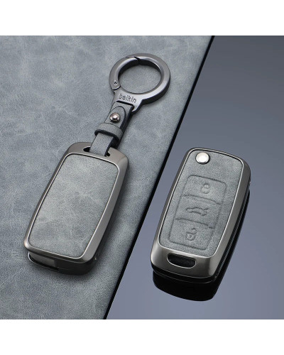 Funda de cuero para llave de coche, accesorio Protector de aleación de Zinc para Vw Volkswagen Touareg 2019, 2020, 2021, 2022