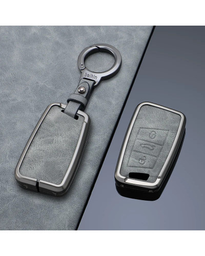 Funda de cuero para llave de coche, accesorio Protector de aleación de Zinc para Vw Volkswagen Touareg 2019, 2020, 2021, 2022