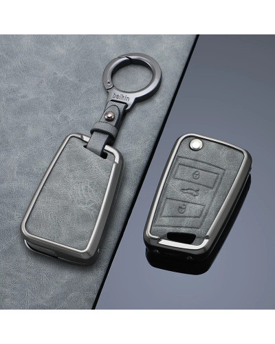 Funda de cuero para llave de coche, accesorio Protector de aleación de Zinc para Vw Volkswagen Touareg 2019, 2020, 2021, 2022