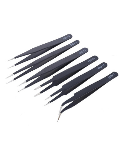 Anti-static ESD Stainless Steel Tweezers Set Maintenance Tools Industr