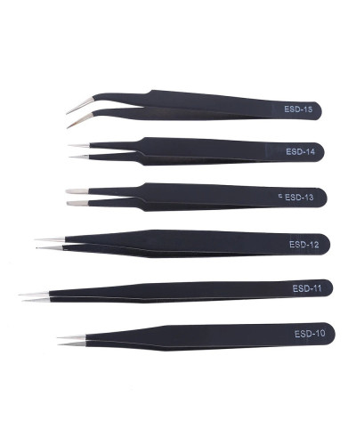 Anti-static ESD Stainless Steel Tweezers Set Maintenance Tools Industr