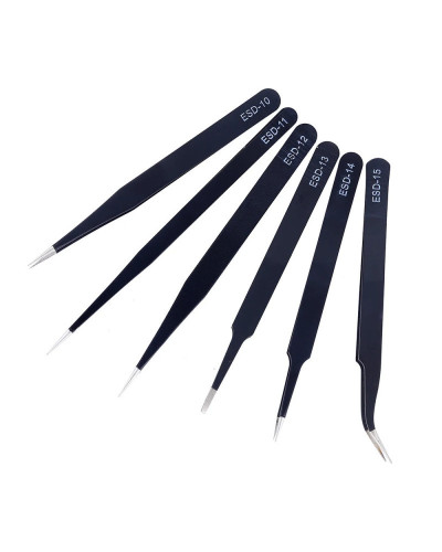 Anti-static ESD Stainless Steel Tweezers Set Maintenance Tools Industr