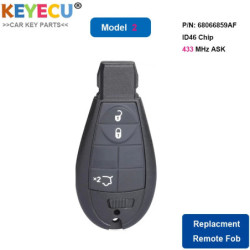 KEYECU Smart Remote Fobik Car Key With 2 3 5 Buttons 433MHz ID46 Chip - for Chrysler Grand Voyager 300C 2009 2010 2011 2012 2013