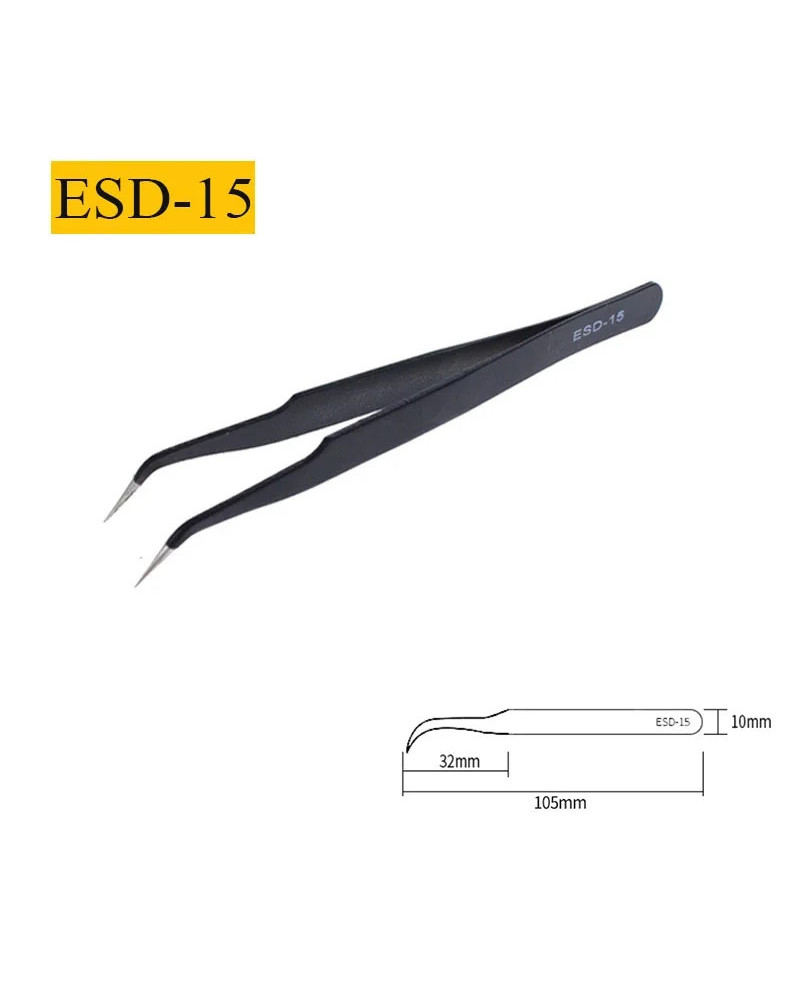 2/6pcs Precision Tweezers Set ESD Anti-Static Stainless Steel Tweezers