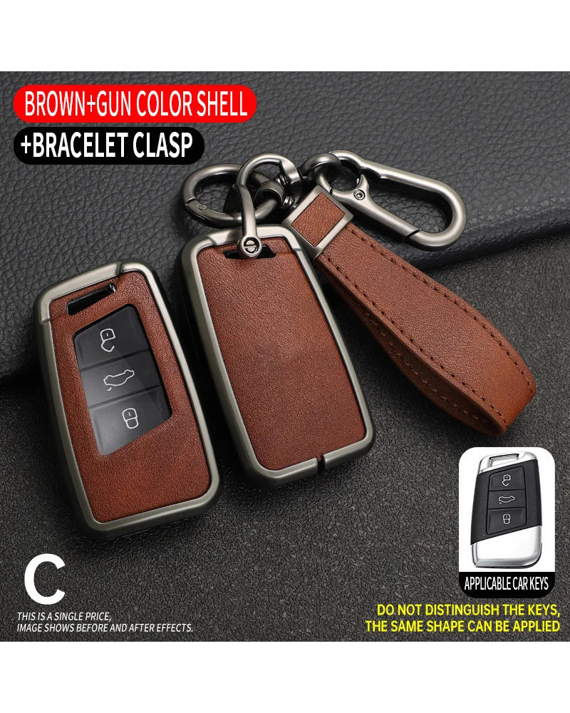 Funda de cuero para llave de coche, accesorio de aleación de Zinc para VW Magotan Volkswagen Passat B8 Skoda Superb Kodiaq A7, n