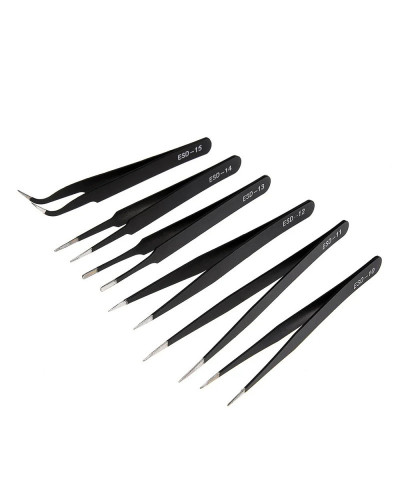 2/6pcs Precision Tweezers Set ESD Anti-Static Stainless Steel Tweezers