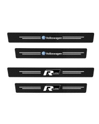 Placa de alféizar de puerta de coche, pegatinas de parachoques antiarañazos de cuero PU, 4 piezas, accesorios para VW RLINE POLO