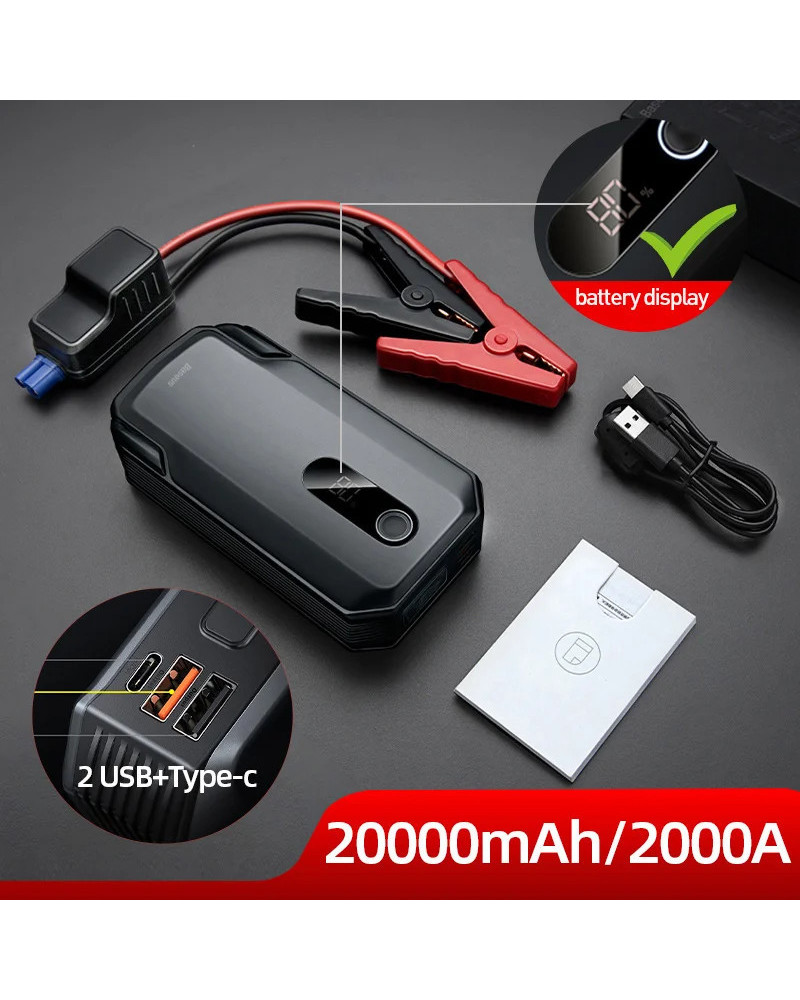 Baseus 2000A Emergency Jump Starter 20000mAh Power Bank Car Start Boos