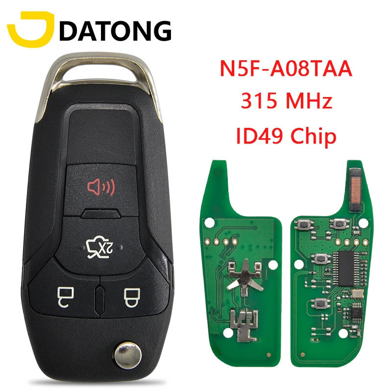 Datong World Car Remote Key Fit For Ford F150-F550 Fusion Explorer N5F-A08TAA ID49Chip 315 Mhz Auto Smart Control HU101 Flip Key