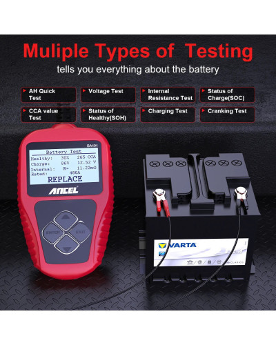 ANCEL BA101 12V Car Battery Tester Analyzer Automotive Battery Load Te