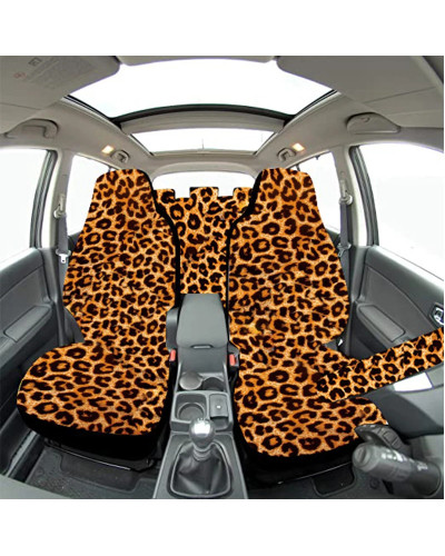 Fundas de asiento de coche con estampado Animal de leopardo púrpura, Juego completo para automóviles, sedán, SUV, accesorios int