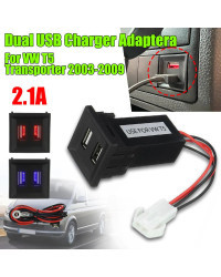 Adaptador de cargador USB Dual para coche, enchufe para Volkswagen Special-Purpos, VW T5 Transporter 2003-2009 2.1A, interruptor